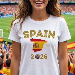 スペイン サッカー ファン レトロ ゴールド マップ 国旗 スポーツ Tシャツ