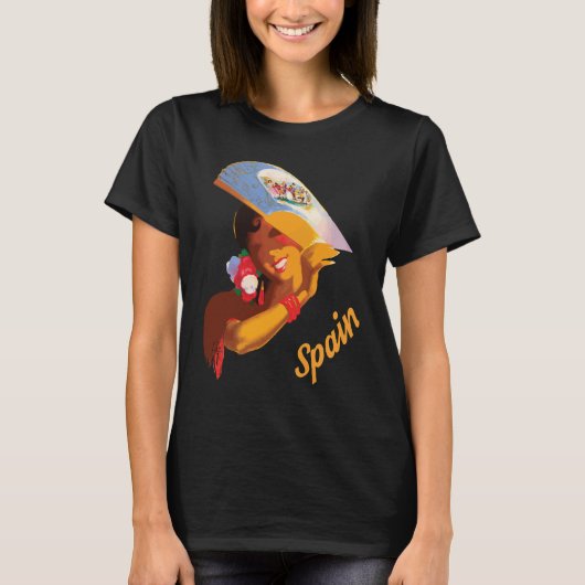 スペイン スペイン舞踏家 赤 レトロ 旅行 Tシャツ (正面)