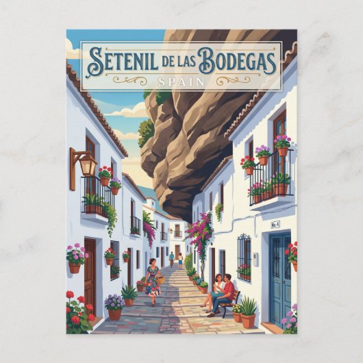 スペイン セテニル・デ・ラス・ボデガス(Setenil de las Bodegas)の路地 ポストカード (正面)