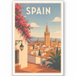 スペイン セビリア イラスト 旅行 アート ヴィンテージ シール