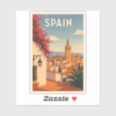スペイン セビリア イラスト 旅行 アート ヴィンテージ シール (シート)