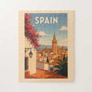 スペイン セビリア イラスト 旅行 アート ヴィンテージ ジグソーパズル