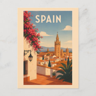 スペイン セビリア イラスト 旅行 アート ヴィンテージ ポストカード