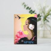 スペイン、ダンスの伝統的衣装を着た女性、ヴィンテージ ポストカード (スタンド正面)