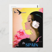 スペイン、ダンスの伝統的衣装を着た女性、ヴィンテージ ポストカード (正面/裏面)