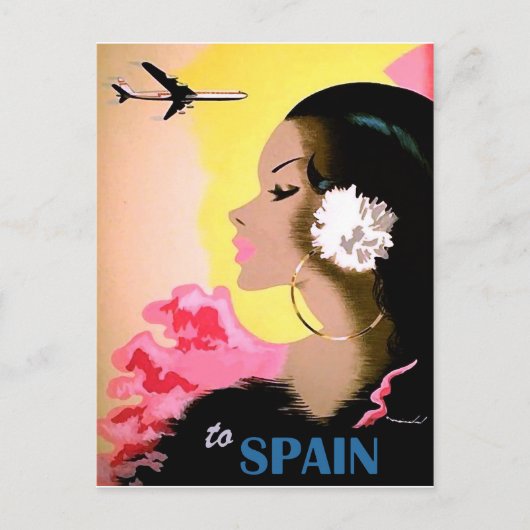 スペイン、ダンスの伝統的衣装を着た女性、ヴィンテージ ポストカード (正面)