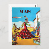 スペイン、ダンス伝統的と音楽、ヴィンテージ航空 ポストカード (正面/裏面)