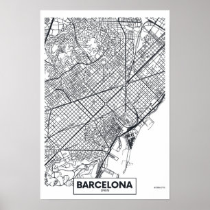 スペイン,バルセロナ 都市の地図 ポスター
