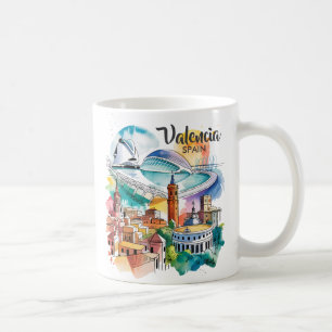 スペイン バレンシア市 水彩画 旅行 オーダーメイド コーヒーマグカップ