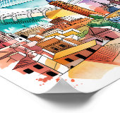 スペイン バレンシア 都市景観 水彩画 旅行 グッズ オーダーメイド ポスター (角)