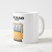 スペイン ビルバオの路面電車の旅行ポスター ジャンボコーヒーマグカップ (正面右)