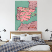スペイン ビンテージ 古地図 キャンバスプリント (インサイチュ (寝室))
