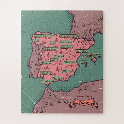 スペイン ビンテージ 古地図 ジグソーパズル (縦)