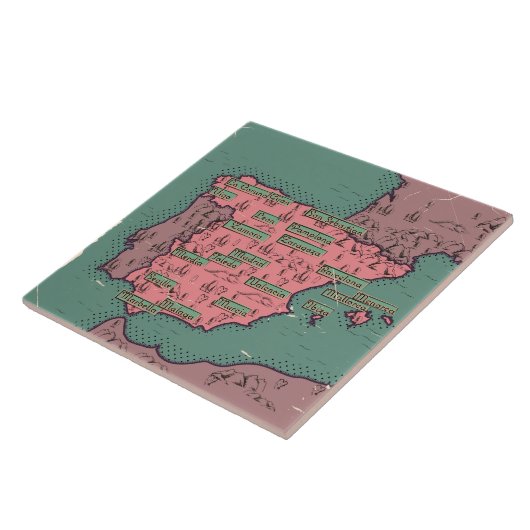スペイン ビンテージ 古地図 タイル (側面)