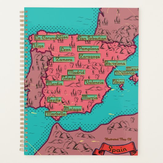 スペイン ビンテージ 古地図 プランナー手帳 (正面)