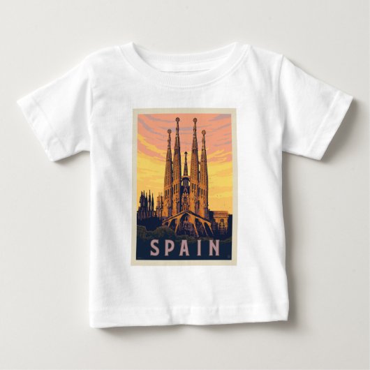 スペイン | ファミリアサグラダ ベビーTシャツ (正面)