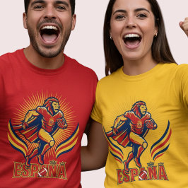 スペイン フットボール ライオン ヒーロー 国民的プライド アクション アート Tシャツ