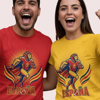スペイン フットボール ライオン ヒーロー 国民的プライド アクション アート Tシャツ