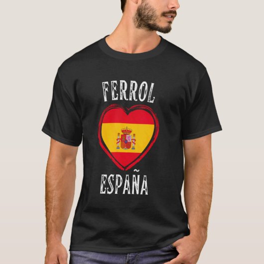 スペイン フラッグ ハート フェロール 市 Tシャツ (正面)