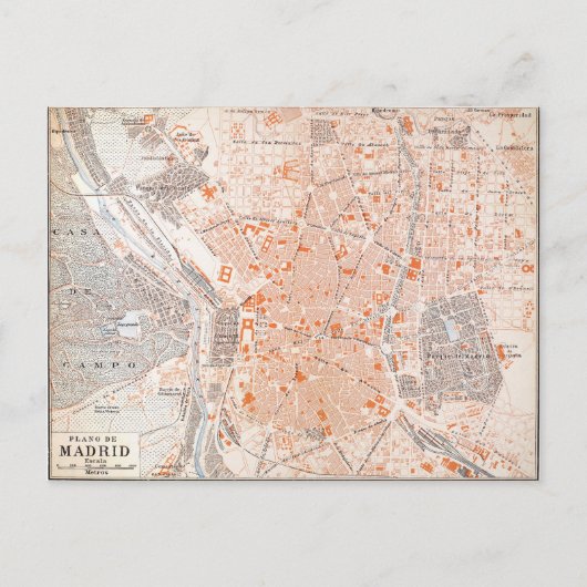 スペイン：マドリードの地図， C1920 ポストカード (正面)