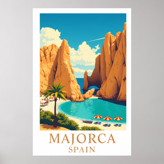 スペイン・マヨルカ島のヴィンテージな旅の地中海アート ポスター (正面)