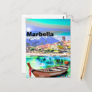 スペイン・マラガ旅行絵葉書アート、スペイン旅行絵はがき ポストカード