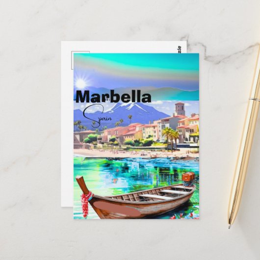 スペイン・マラガ旅行絵葉書アート、スペイン旅行絵はがき ポストカード (正面/裏面インサイチュ)