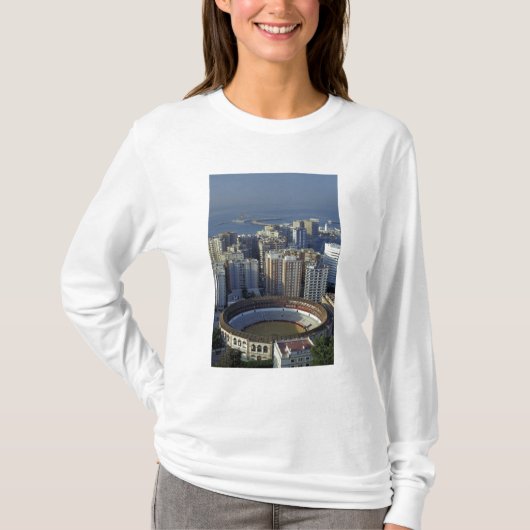 スペイン、マラガ、アンダルシア プラサ・デ・トロス(闘牛場)の景色 Tシャツ (正面)