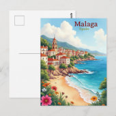スペイン・マラガ 水彩画 旅行 水彩 ポストカード (正面/裏面)