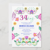 スペイン メキシコ フィエスタ フローラル 34歳 誕生日パーティー 招待状 (正面)