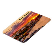 スペイン、メノルカ島、マオンの港の夕焼け マグネット (左側)