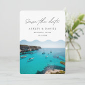 スペイン・メノルカ島 結婚式 Save the Date 招待状 (スタンド正面)