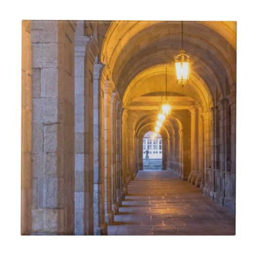 スペイン，ランプで石の廊下を照らす タイル (正面)