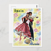 スペイン、伝統的踊りカップル、ヴィンテージ旅行 ポストカード (正面/裏面)