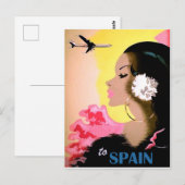 スペイン、伝統舞踊衣装の女性、ヴィンテージ ポストカード (正面/裏面)
