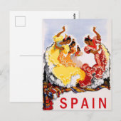 スペイン、伝統舞踊、女性、ヴィンテージ旅行 ポストカード (正面/裏面)