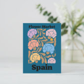 スペイン 花市場 カラフル カーネーション フラワー ポストカード (スタンド正面)