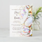 スペイン、華やかな色彩のハート メキシコのウェディング 招待状 (スタンド正面)