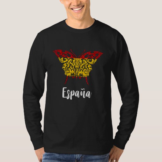 スペイン 蝶 エスパーニャ スペイン国旗 スペインの誇り Tシャツ (正面)