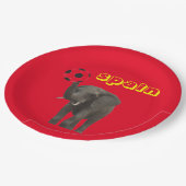 スペイン 象 サッカー 赤 黄色 モダン ペーパープレート (アングル)