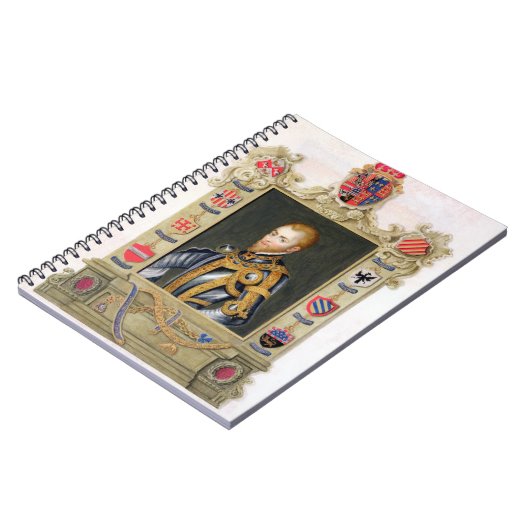 スペイン(1527-98年)のフィリップII王のポートレートからの ノートブック (左側)