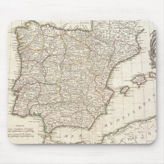 スペイン(1775年)のヴィンテージの地図 マウスパッド (正面)
