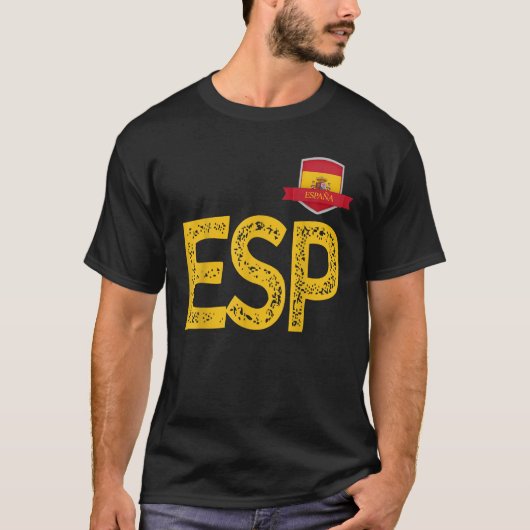 スペインEspa a人間国旗の文字EとSとPスペイン Tシャツ (正面)