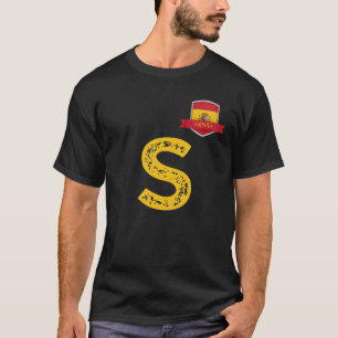 スペインEspa A人間国旗の文字SスペインEspa T Sh Tシャツ