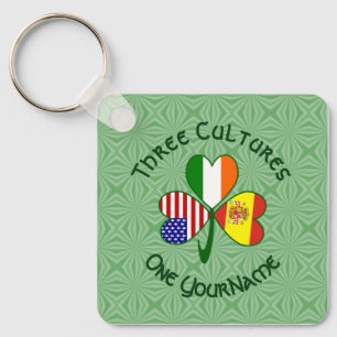 スペインIreland USA Flags Shamrock Your Name キーホルダー