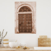 スペインOld Quarter Barcelonaの木製ドア ポスター (キッチン)