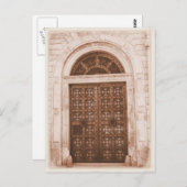 スペインOld Quarter Barcelonaの木製ドア ポストカード (正面/裏面)
