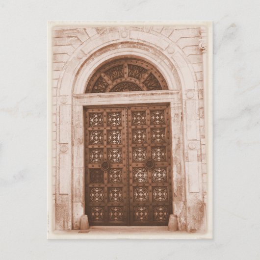 スペインOld Quarter Barcelonaの木製ドア ポストカード (正面)