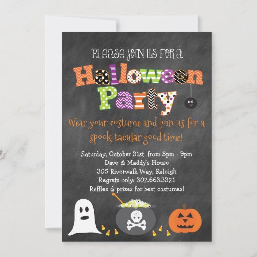 スペクタキュラーなハロウィンパーティーチョークボード招待状 招待状 (正面)