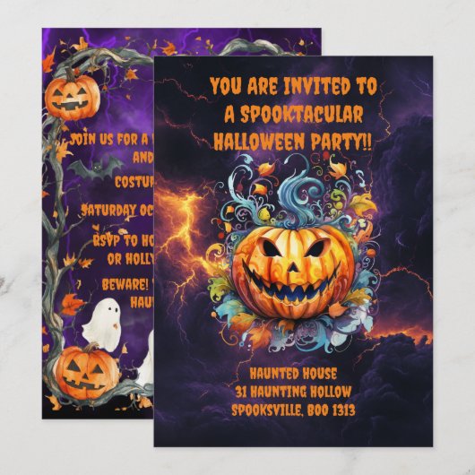スペクタキュラーなハロウィンパーティー 招待状 (正面/裏面)